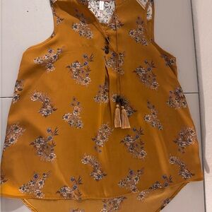 Floral Mustard Sleeveless Top